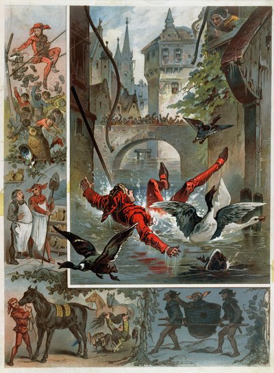 Illustratie voor Till Eulenspiegel-verhaal door Richard Strauss (1864-1949) ca. 1860-80 door Carl Offterdinger